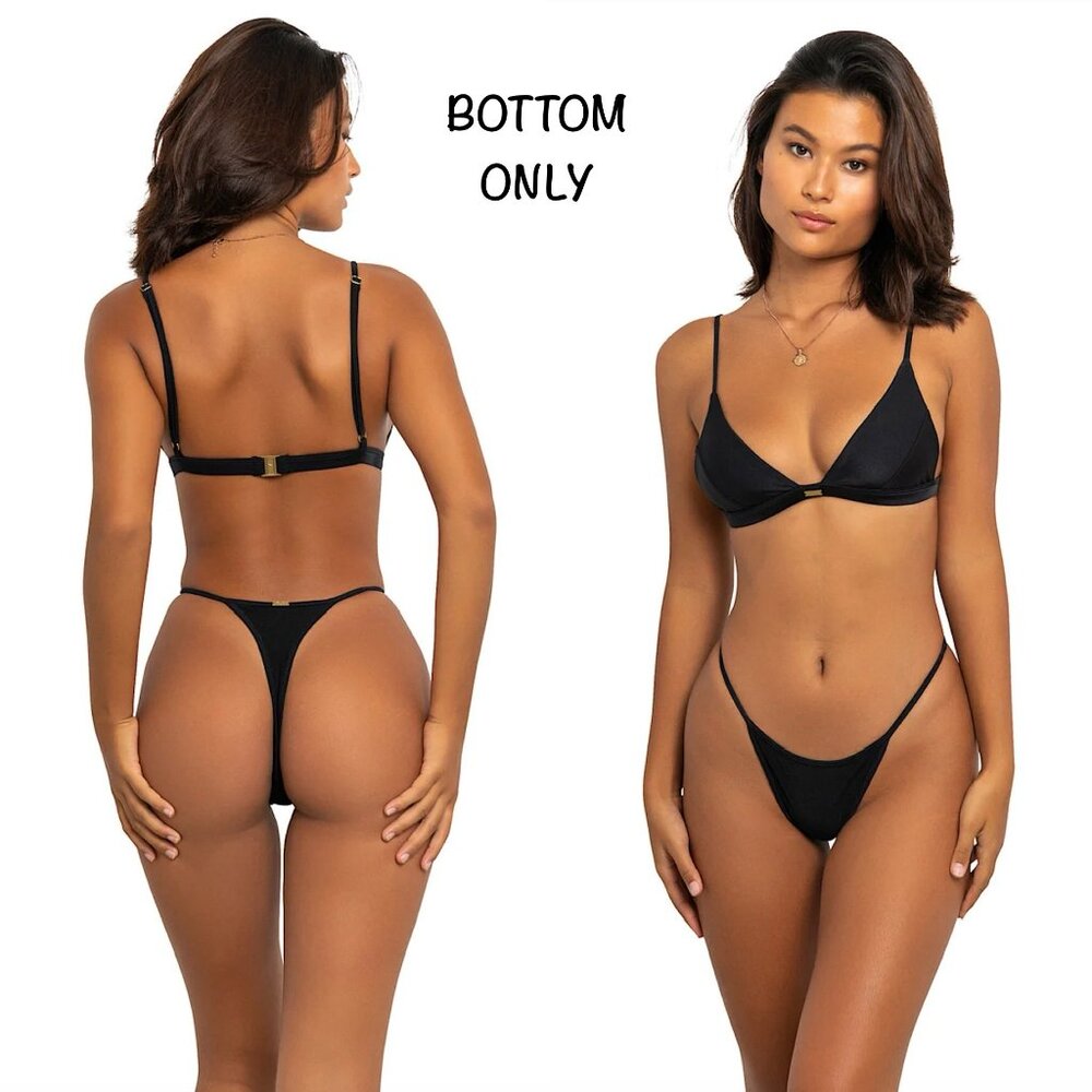 FAE Swim JONES Thong Bikini Bottom - Black - Minimal Coverage - G-String - Susta